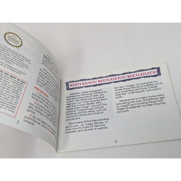 Beetlejuice (Nintendo NES, 1991) Manual Booklet 100% Authentic VTG - Picture 4 of 6